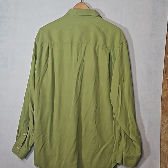 Tommy Bahama Lime Green Silk Button Down Long Sleeve Shirt - Picture 7 of 10